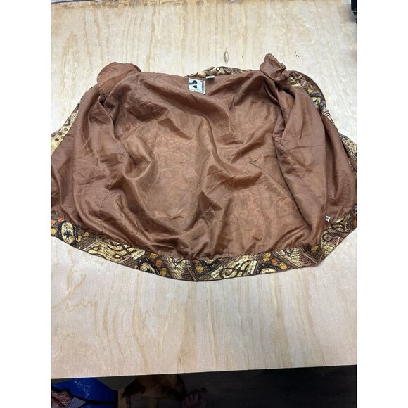 VTG 100% Silk Bomber Jacket Women’s XL Browns Horses Lined Equestrian Zip Front - Picture 8 of 9